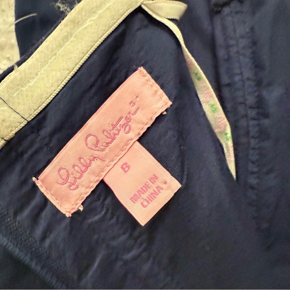 Lilly Pulitzer strapless dress navy white beaded women’s‎ size 8 100% cotton - Picture 3 of 9